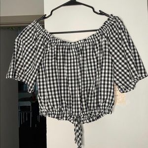 Checkered Cropped Off the shoulder top